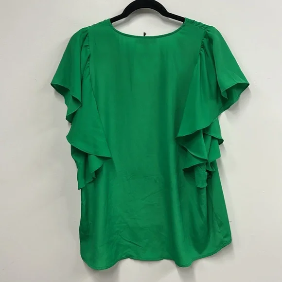 New eclair ruffle sleeve green blouse L - Picture 5 of 5